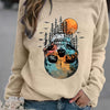 Spooky Chic: Halloween Skull Forest Print Sweatshirt - A Must-Have for Women's Casual Wear