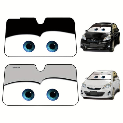 Eye-Pixar Cartoon Window Foils: Colorful Heated Windshield Sunshade for Car Front Window Visor - Ultimate Solar Protection!