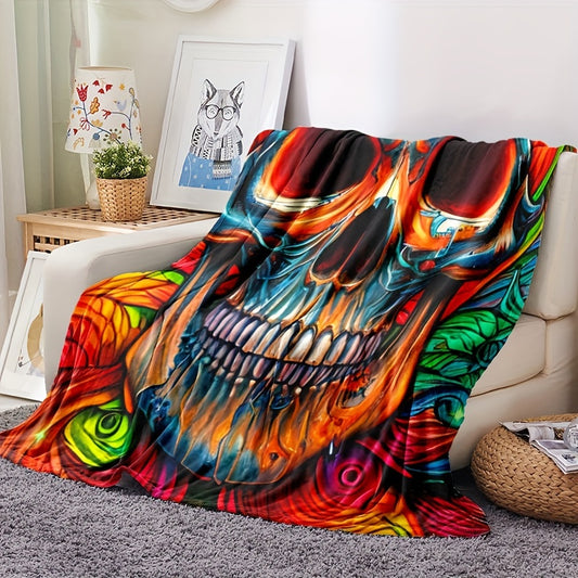 This Painted Skull Cartoon Creative Pattern Blanket is a great addition to any home. The high quality, all-season blanket is perfect for home decoration, travel, sofa layout, and more. Its soft cotton and polyester fibers will keep you warm and comfortable throughout the year.