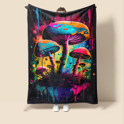 This Colorful Mushroom Pattern Flannel Blanket is the perfect companion for relaxation - it's soft, warm, and lightweight enough to take anywhere. It's also versatile, with a great look for couch, office, bed, camping, or travel. For extra comfort, it's made from 100% microfiber polyester flannel fabric.
