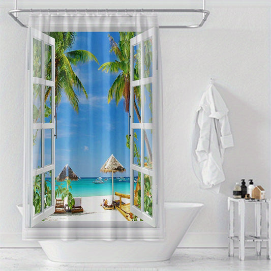 Transform your daily shower routine into a soothing escape with our 3D Window Seascape Shower Curtain. The high-quality, water resistant material is both durable and easy to clean. Enhance your bathroom décor and immerse yourself in paradise with this stunning curtain.