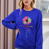 Faith & Colorfull Flower Print Sweatshirt, Casual Long Sleeve Crew Neck Sweatshirt For Fall & Winter, Women's Clothing