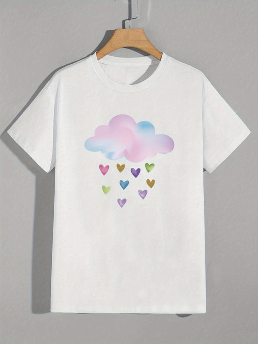 This colorful cloud print tee is perfect for a fun and casual summer look. Made with high-quality materials, it features a unique heart showers design that adds a playful touch to any outfit. Stand out from the crowd and make a statement with this one-of-a-kind men's tee.