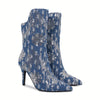 Women's Floral Sequin Stiletto Boots: A Versatile and Comfy Western Mid-Calf Delight