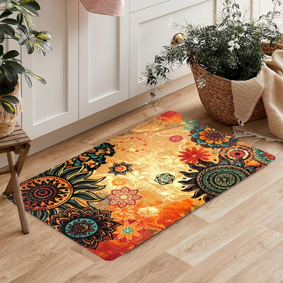 Contemporary Boho Retro Style Non-Skid Indoor Area Rug: Add Vibrant Abstract Decor to Your Living Space