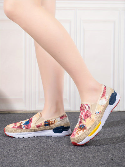 Stylish Women's Floral Print Slip-On Espadrilles: Versatile, Non-Slip Walking Shoes for Fashionable and Casual Sneaker Enthusiasts