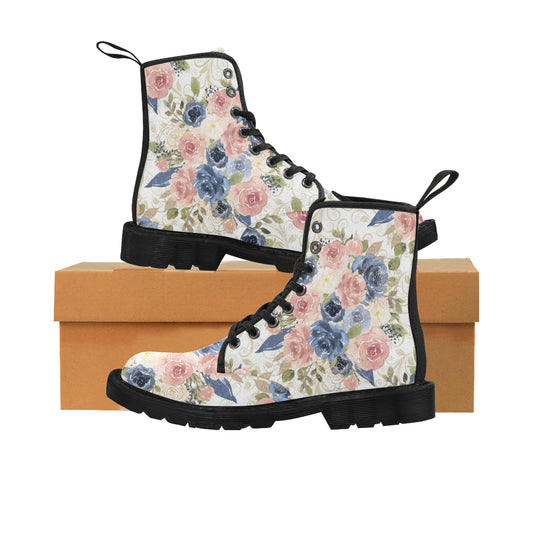 Floral Boots, Watercolor Flowers Martin Boots for Women