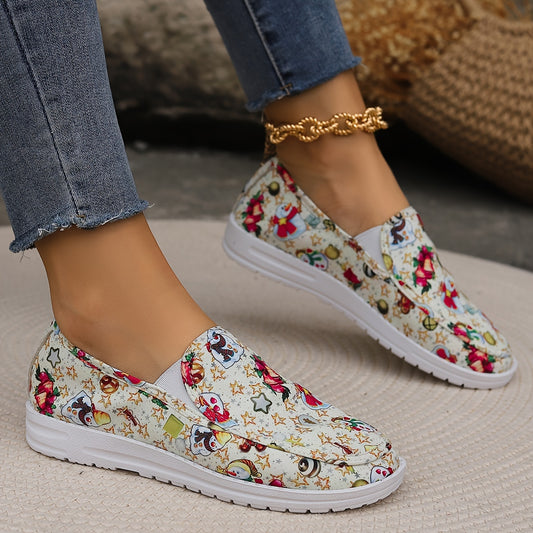 Festive Footwear: Women's Christmas Pattern Canvas Shoes for Lightweight and Comfortable Holiday Style