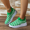 Stylish and Trendy Green Plaid Chunky Sneakers: Lightweight and Comfortable Outdoor Sport Shoes for Women