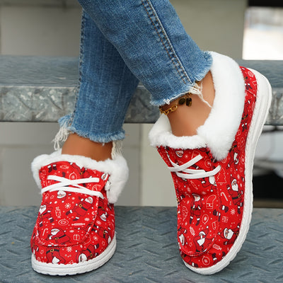 Cozy and Festive: Women's Santa Claus Canvas Shoes - The Perfect Lightweight Christmas Footwear