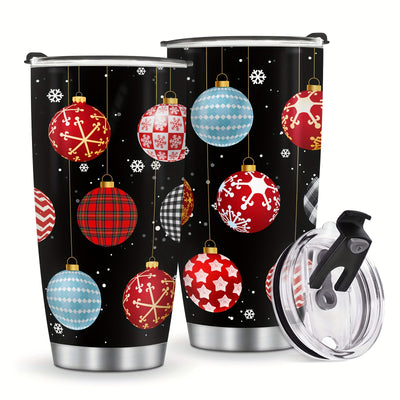 20oz Christmas Red Truck Pattern Stainless Steel Tumbler - Merry Christmas Tumbler - Xmas Gifts For Men, Women, Friend, Parent,Teacher