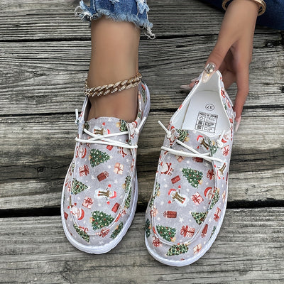 Walk in Festive Comfort with our Christmas Elements Print Non-Slip Walking Shoes