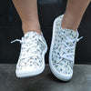 Cute and Comfortable: Women's Kawaii Cat Print Canvas Shoes - Lightweight Lace-Up Sneakers for Casual Outdoor Style