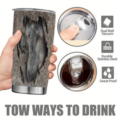 Wild Essence: 20oz Stainless Steel Tumbler with Wolf Print - Insulated Travel Mug, Perfect Gift for Loved Ones