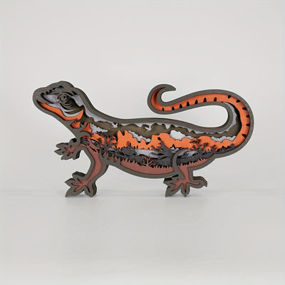 CalWild HiPark Blunt-Nosed Leopard Lizard LED Wooden Art Night Light: A Charming Mother's Day Gift for Exquisite Home Décor