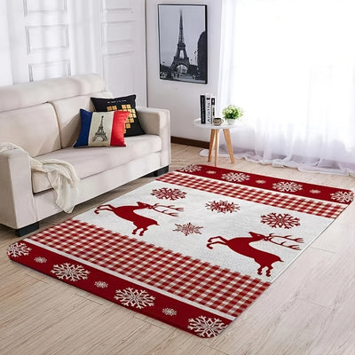 This Christmas Red Boho Area Rug is the perfect addition to your holiday home decor. Made with an elk and snowflake design, it measures 47" x 63" and is perfect for adding festive spirit to any room. Get ready to spread some holiday cheer with this beautiful rug.