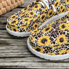 Sunflower Print Canvas Shoes - Stylish Lace Up Low Top Walking Shoes