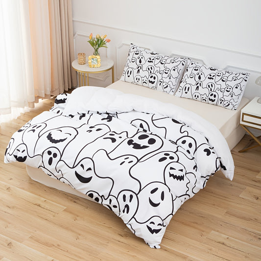A fun and spooky way to give your guests and kids a fright this Halloween. The Frightfully Fun Halloween Duvet Cover Set is complete with a ghostly print design that is sure to bring a cool and unique ambience to any bedroom. Perfect for bringing a little extra Halloween cheer!