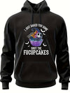 FuCupCake Halloween Sweatshirt, Men's Quirky Ice Cream & Bats Graphic Print Hoodies, Oversized Sports/running Hooded Sweatshirt For Males, Plus Size