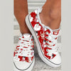 Cozy and Festive: Women's Santa Claus Print Lace-Up Canvas Shoes for a Comfy Christmas