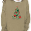 Playful and Festive Christmas Dog Tree Print Sweatshirt: Crew Neck Long Sleeve for Women's Casual Style