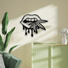 Bold and Bewitching: Black Metal Art Lips Bitting Weed Leaf Halloween Décor – A Striking Hanging Pendant for Garden, Living Room, Bedroom, and Balcony