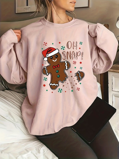 Stylish and Cozy: Women's Plus Size Christmas Casual Sweatshirt with Graphic Letter Print