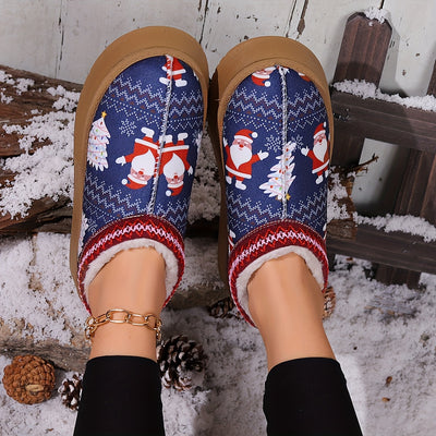 Festive Footwear: Women's Christmas Snow Shoes featuring Santa Claus & Snowflake Patterns - Stylish, Warm, and Cozy