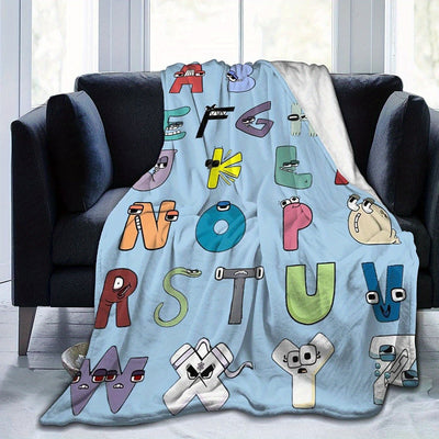 Ultra-Comfort Alphabet Blanket: Soft Flannel for Air Conditioner or Sofa