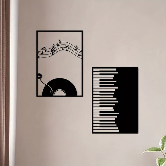 Metal Art Music Wall Decor: Striking Black Line Drawings for Modern Home Decoration