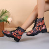 Stylish and Spooky: Women's Halloween Print Combat Boots - Lace-Up, Lug Sole Ankle Boots for Casual All-Match Appeal