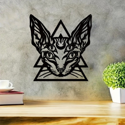 Sleek Beauty: Sphynx Cat Metal Wall Art - A Perfect Gothic Room Decor and Gift for Cat Lovers