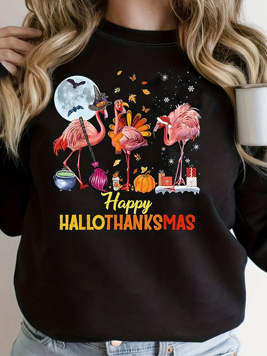 HalloThanksMas Bliss offers a fashionable and comfortable sweatshirt for any occasion. Featuring a mid-weight 100% cotton material and long sleeve crew neck fit, you will feel the perfect balance of warmth and breathability. The relaxed fit and classic style provide timeless appeal.