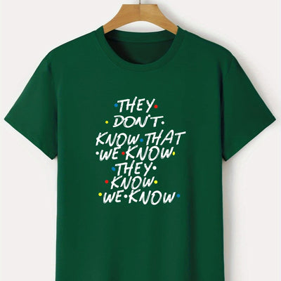 Men's Vibrant Polka Dot and Letter 'They Don't Know That' Graphic Crew Neck T-Shirts: Casual Sport Tees for Spring/Summer