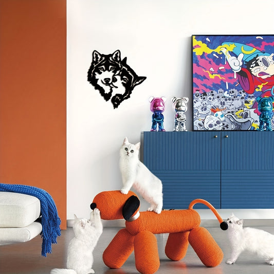 Wild and Mysterious: Wolf Mate Black Metal Wall Art - A Modern Touch for Every Room