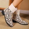 Stylish and Comfortable Women's Breathable Knit Chunky Heel Boots - Fashionable Slip-On Dress Boots for Ultimate Comfort