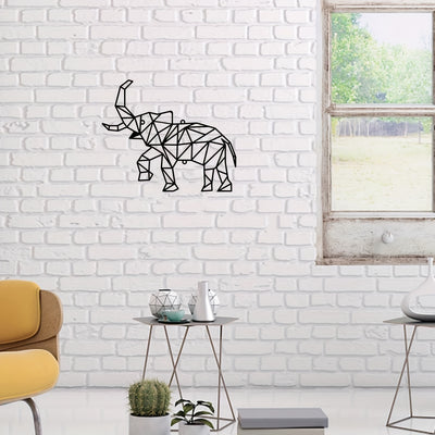 Elegant and Ethereal: Geometric Elephant Metal Art Wall Hanging, a Majestic Present for Wildlife Enthusiasts