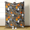 Cozy Halloween Flannel Blanket with Cartoon Bat, Spider, and Pumpkin Print: Perfect Gift for Halloween Parties