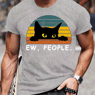 Black Cat Print T-Shirt: Hip Hop Style Tees for a Trendy Summer Holiday Gift