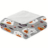 Cozy and Spooky: Halloween Flannel Blanket with Cute Cartoon Ghost, Pumpkin, and Bat Print - Perfect for Bed, Couch, or Kids' Room Decor