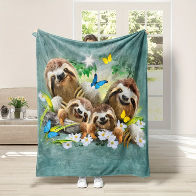 This ultra-soft and cozy throw blanket is perfect for wrapping up in a sofa, office chair, or bed. Featuring a unique sloth-print design, it's the perfect way to add warmth and style. The flannel material ensures that you stay comfortable, no matter where you are.