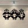 Monkey Trio Metal Wall Art - A Crafted Primate Gift Symbolizing Hear No Evil, See No Evil, Speak No Evil