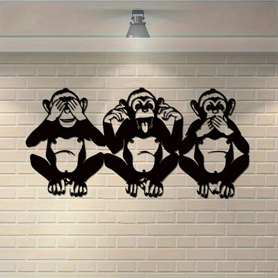 Monkey Trio Metal Wall Art - A Crafted Primate Gift Symbolizing Hear No Evil, See No Evil, Speak No Evil