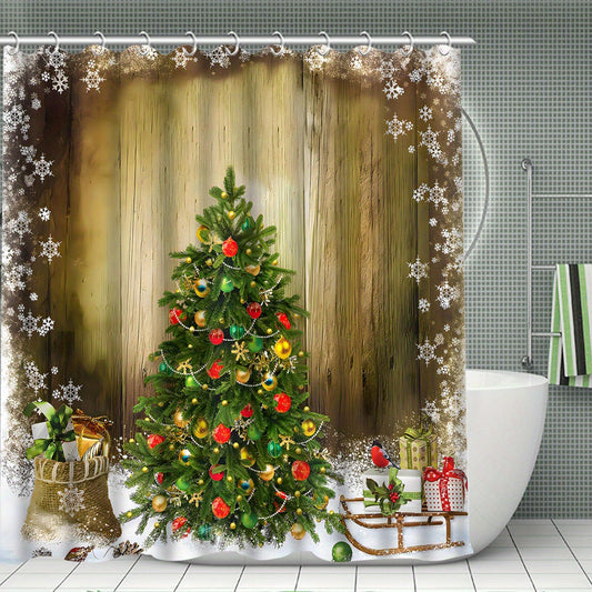 Christmas Wonderland: Festive Shower Curtain Set for Bathrooms