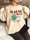 Cozy and Festive: Plus Size Christmas Casual Sweatshirt with a Fun Christmas Tree Snowman Print