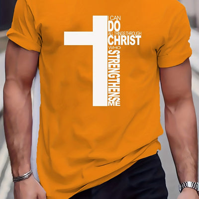 Simplicity in Style: Fashionable Cross Graphic Men's T-Shirt for Summer Outdoor Gear