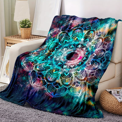 Bohemian Flowers: Super Soft Mandala Totem Flannel Blanket for Kids and Adults - Premium Plush Throw Blanket for Bedroom, Bed, Sofa, Chair - Perfect Birthday and Christmas Decor Gift