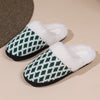 Geometric Bliss: Casual Slip-On Plush Lined Shoes – Comfortable Indoor Home Slippers