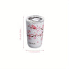 Cherry Blossom Pattern Tumbler - Anti-Slip 304 Stainless Steel Insulated Cup with Straw for Milk Tea, Coffee, and Water