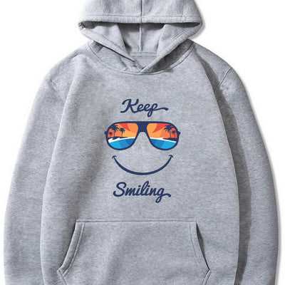 Keep Smiling: A Cool and Casual Hoodie for Men - Perfect Streetwear for Winter/Fall Gifts